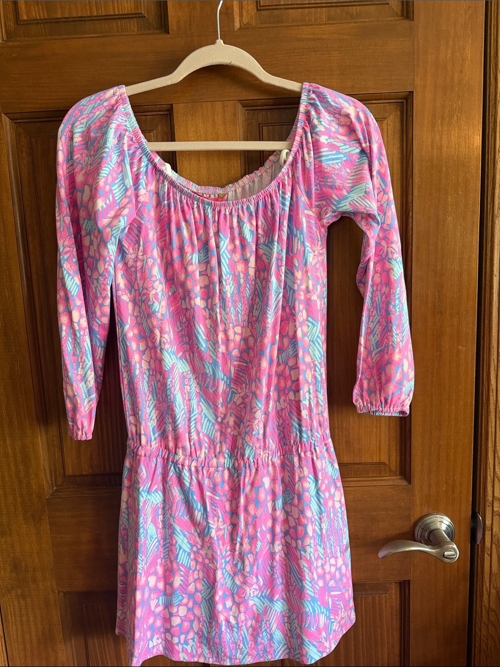 Lilly Pulitzer Pink & Aqua Printed Long Sleeve Romper